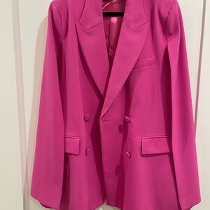 Zara Vibrant Pink Double-Breasted Blazer
